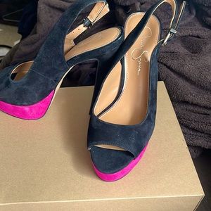 Pink/Black Chunky Heel, Size 8.5, Jessica Simpson